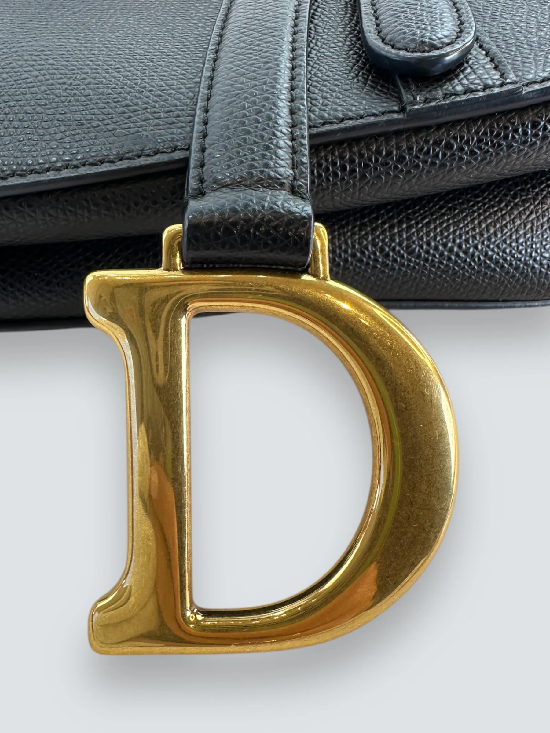 Christian Dior Black Leather Saddle  Bag