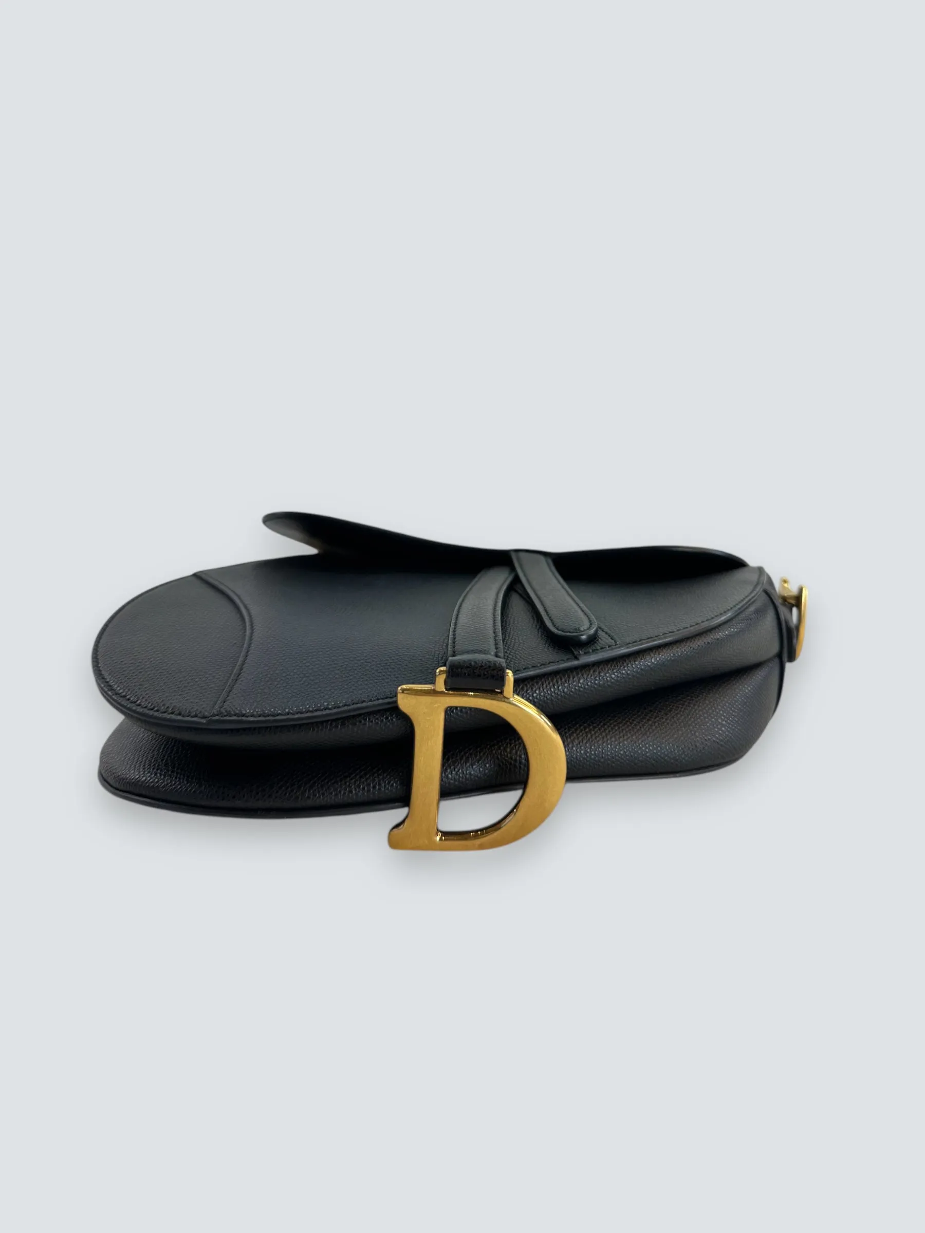Christian Dior Black Leather Saddle  Bag