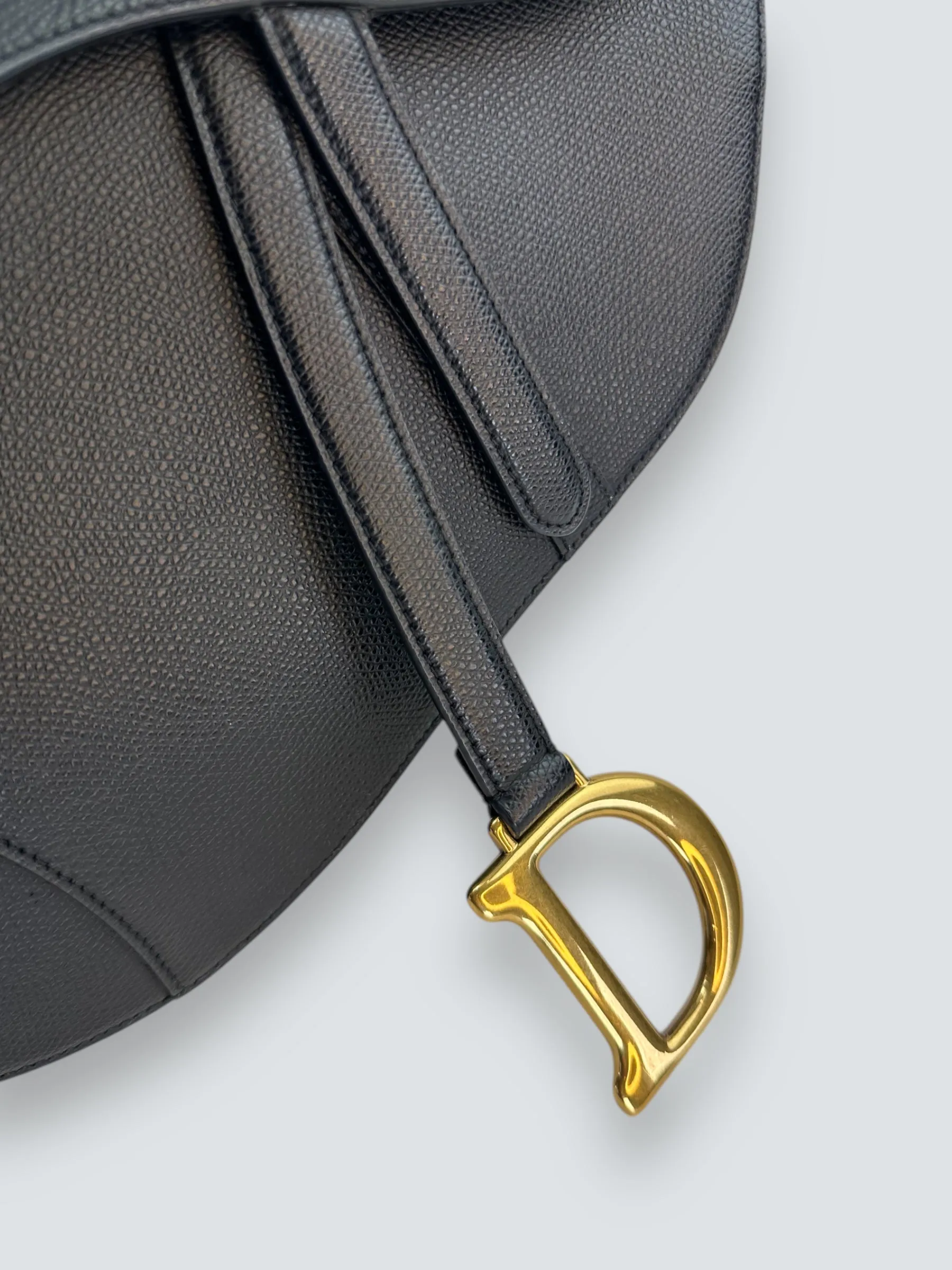 Christian Dior Black Leather Saddle  Bag