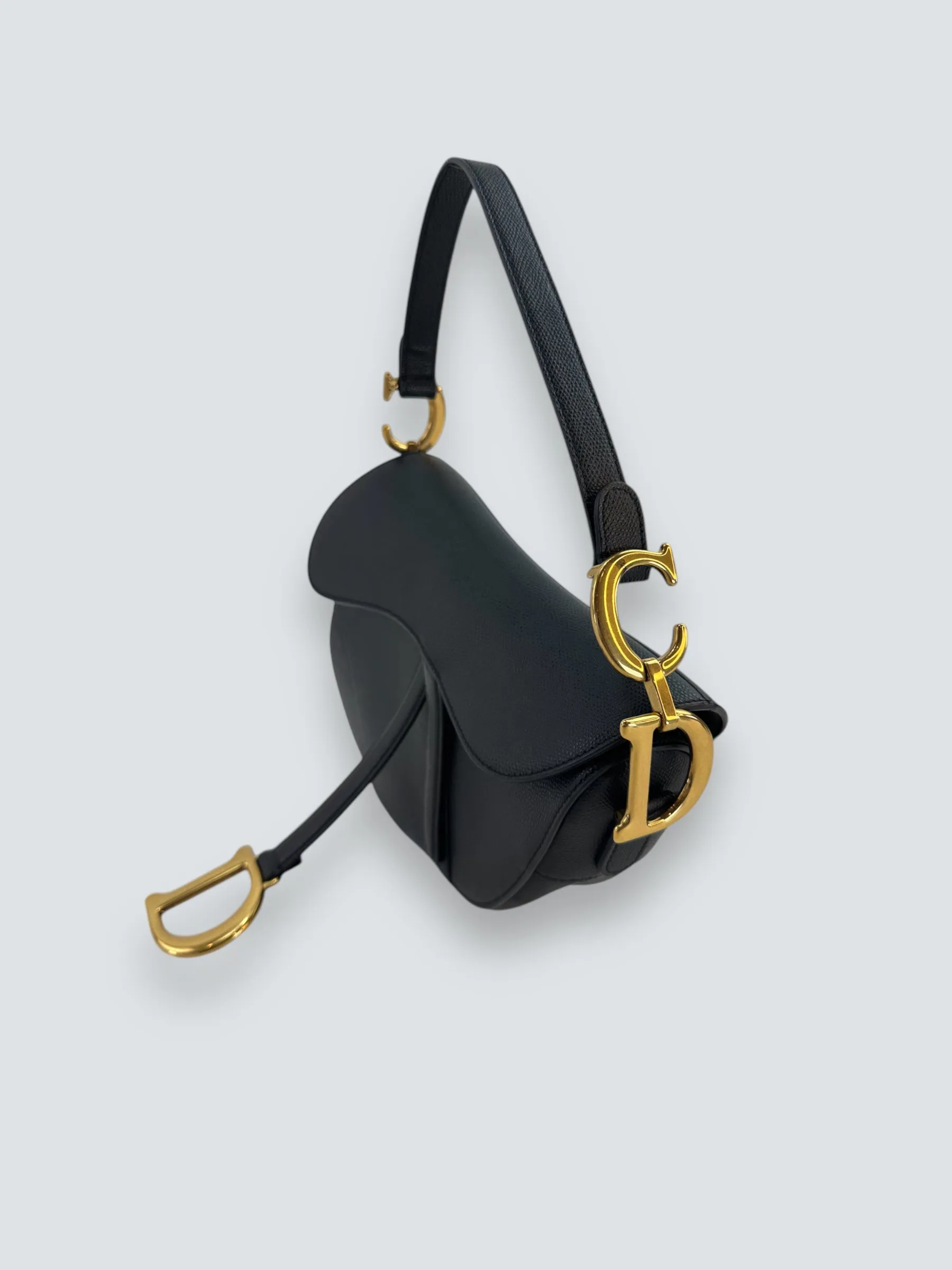 Christian Dior Black Leather Saddle  Bag