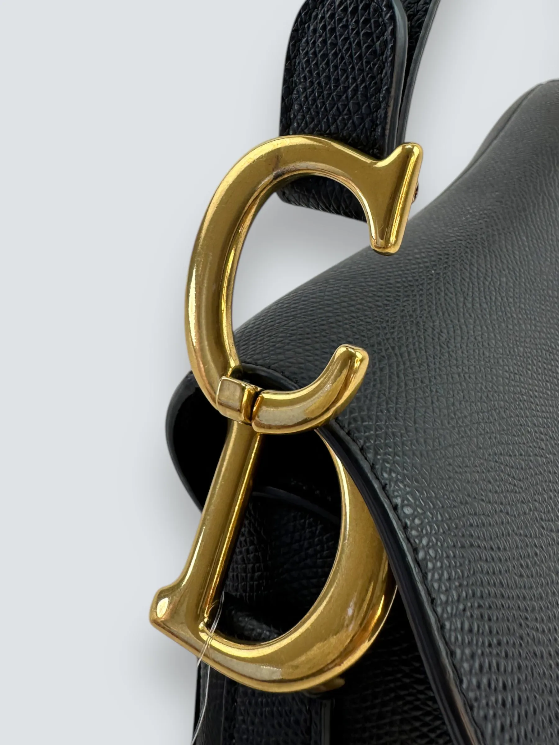 Christian Dior Black Leather Saddle  Bag