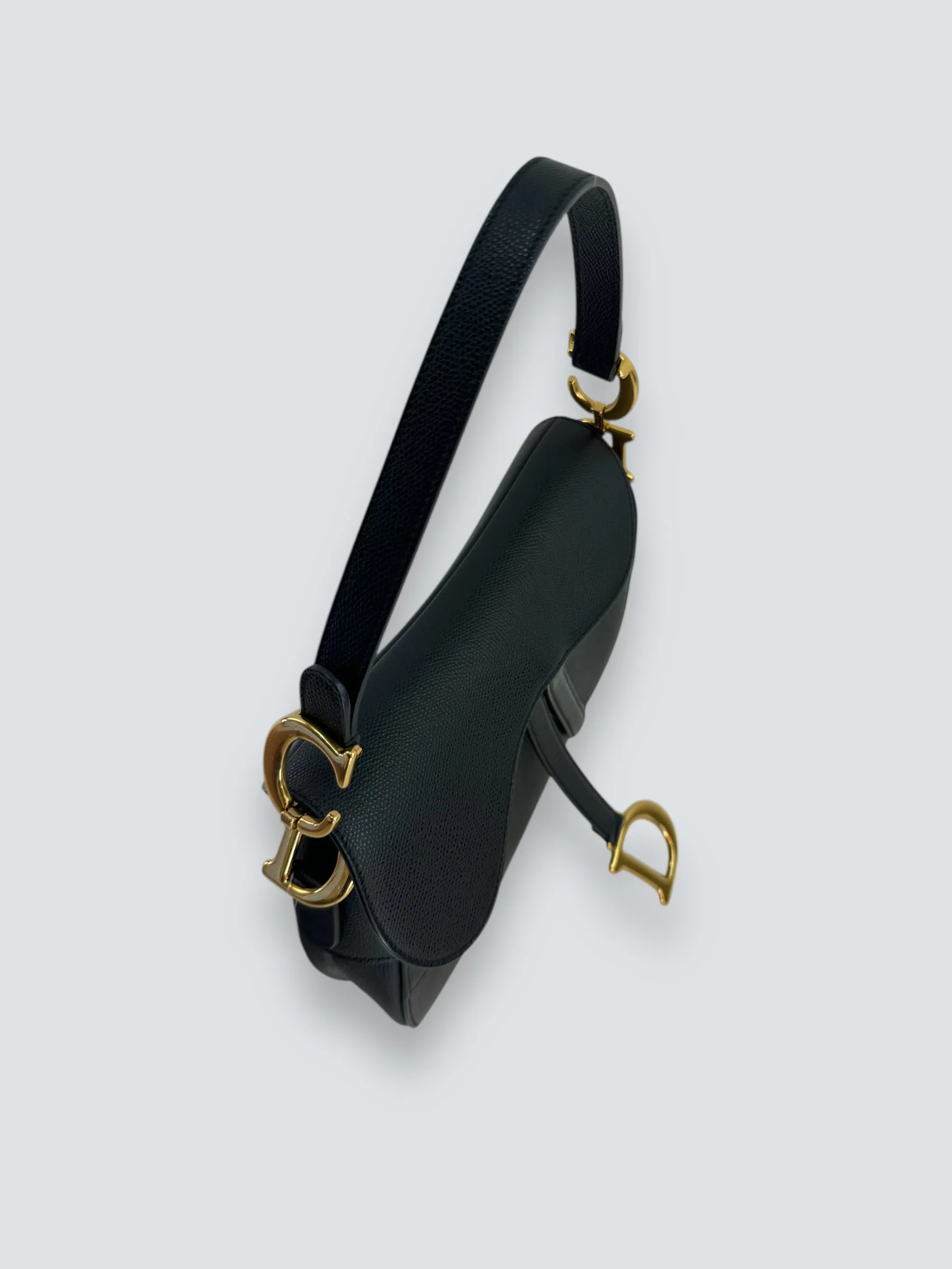 Christian Dior Black Leather Saddle  Bag