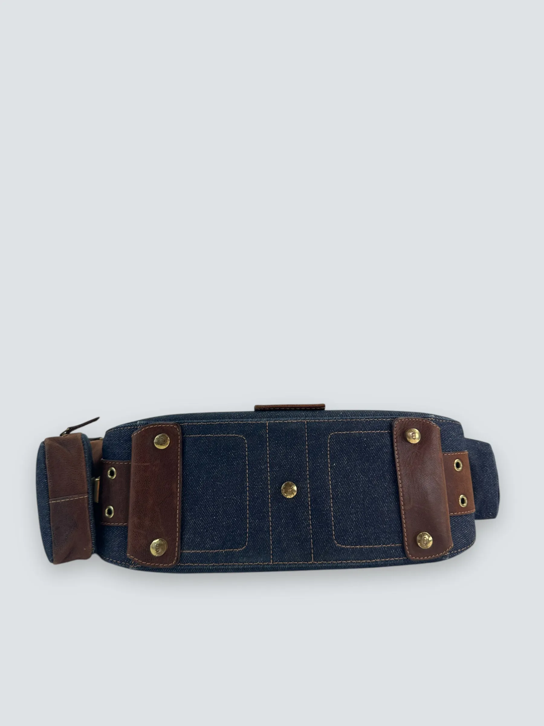 Christian Dior Denim & Brown Leather Columbus Shoulder Bag