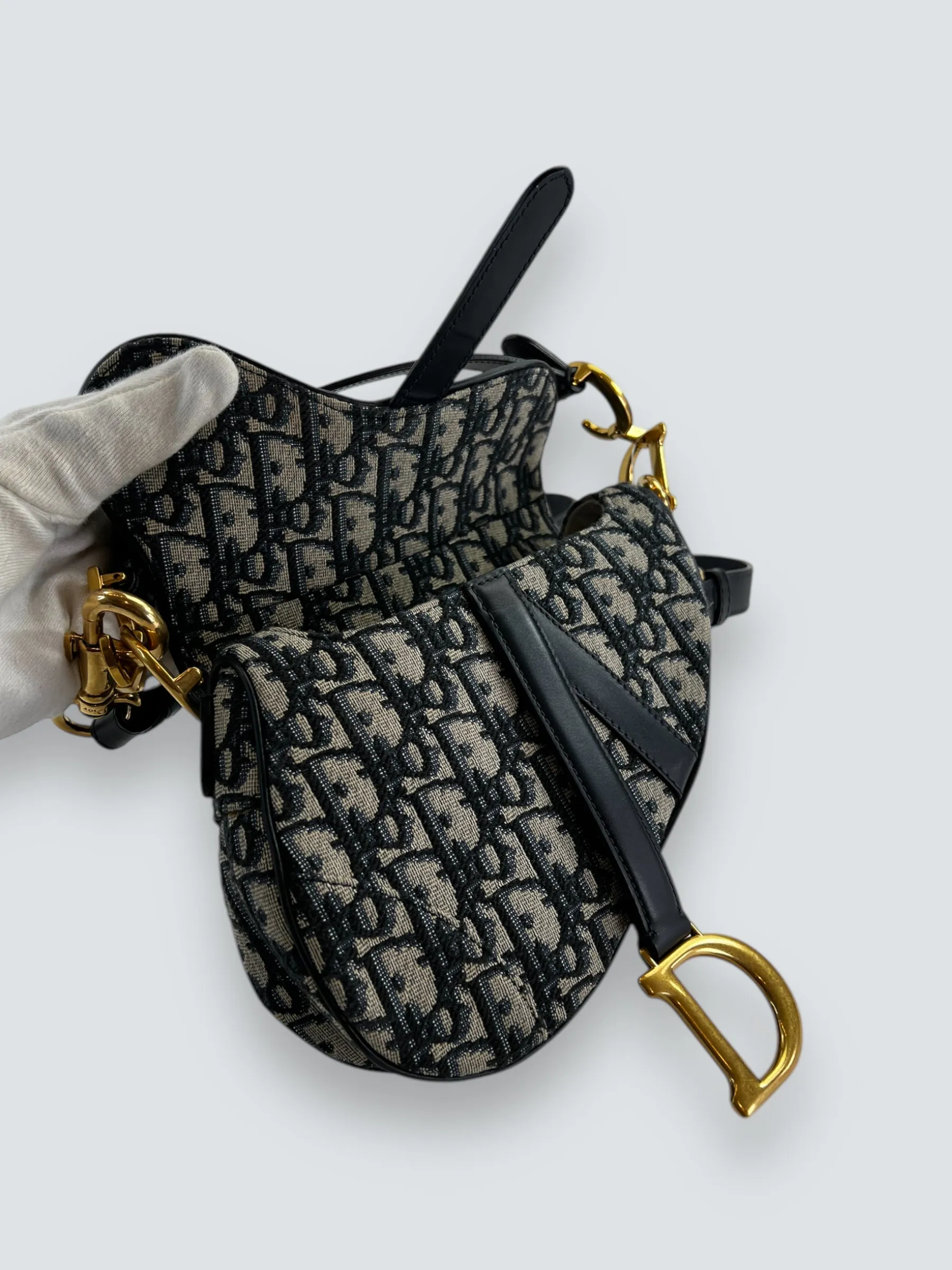 Christian Dior Monogram Canvas & Leather Small Saddle Bag