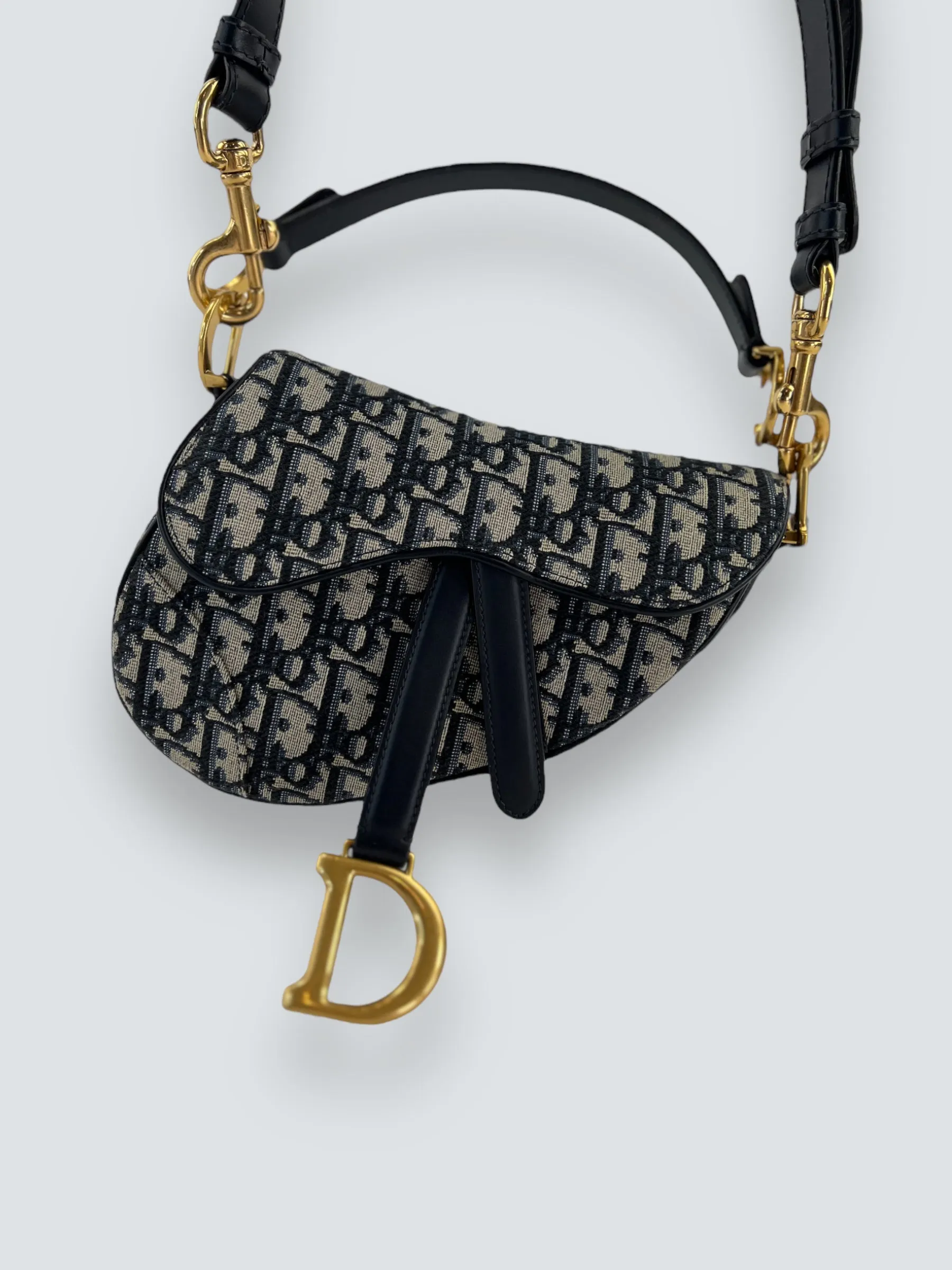 Christian Dior Monogram Canvas & Leather Small Saddle Bag