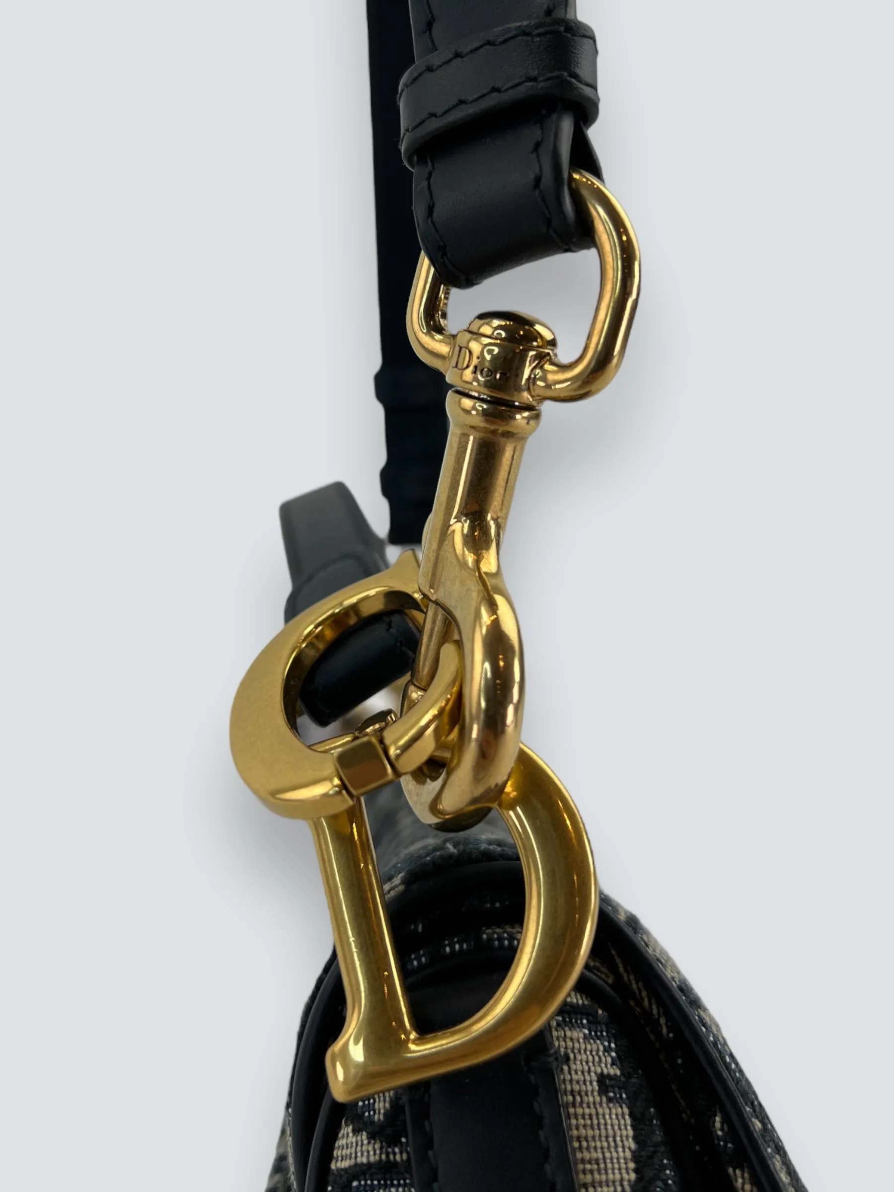 Christian Dior Monogram Canvas & Leather Small Saddle Bag