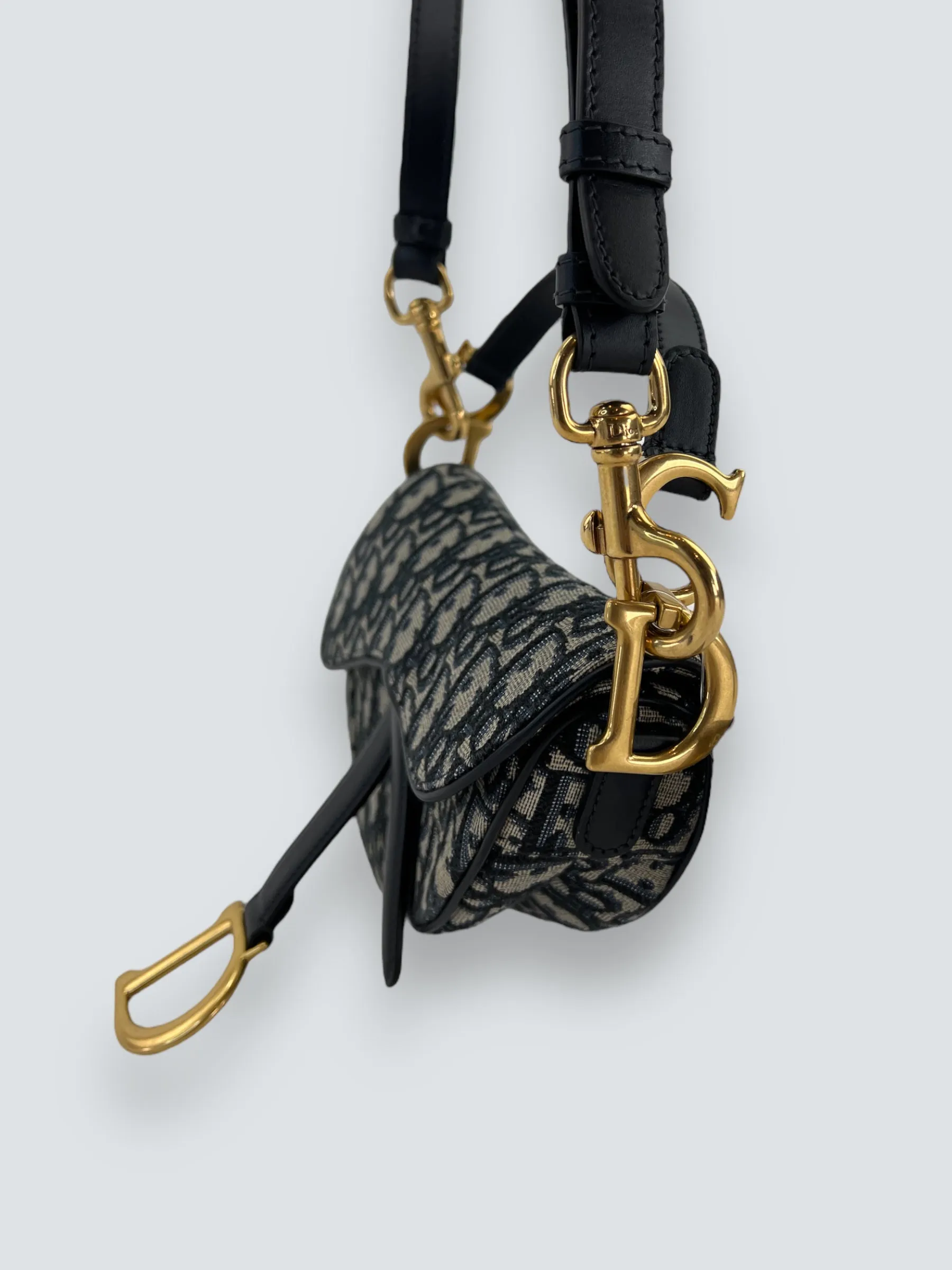 Christian Dior Monogram Canvas & Leather Small Saddle Bag
