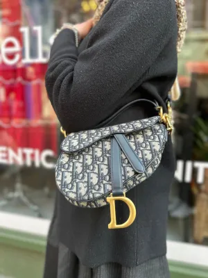 Christian Dior Monogram Canvas & Leather Small Saddle Bag