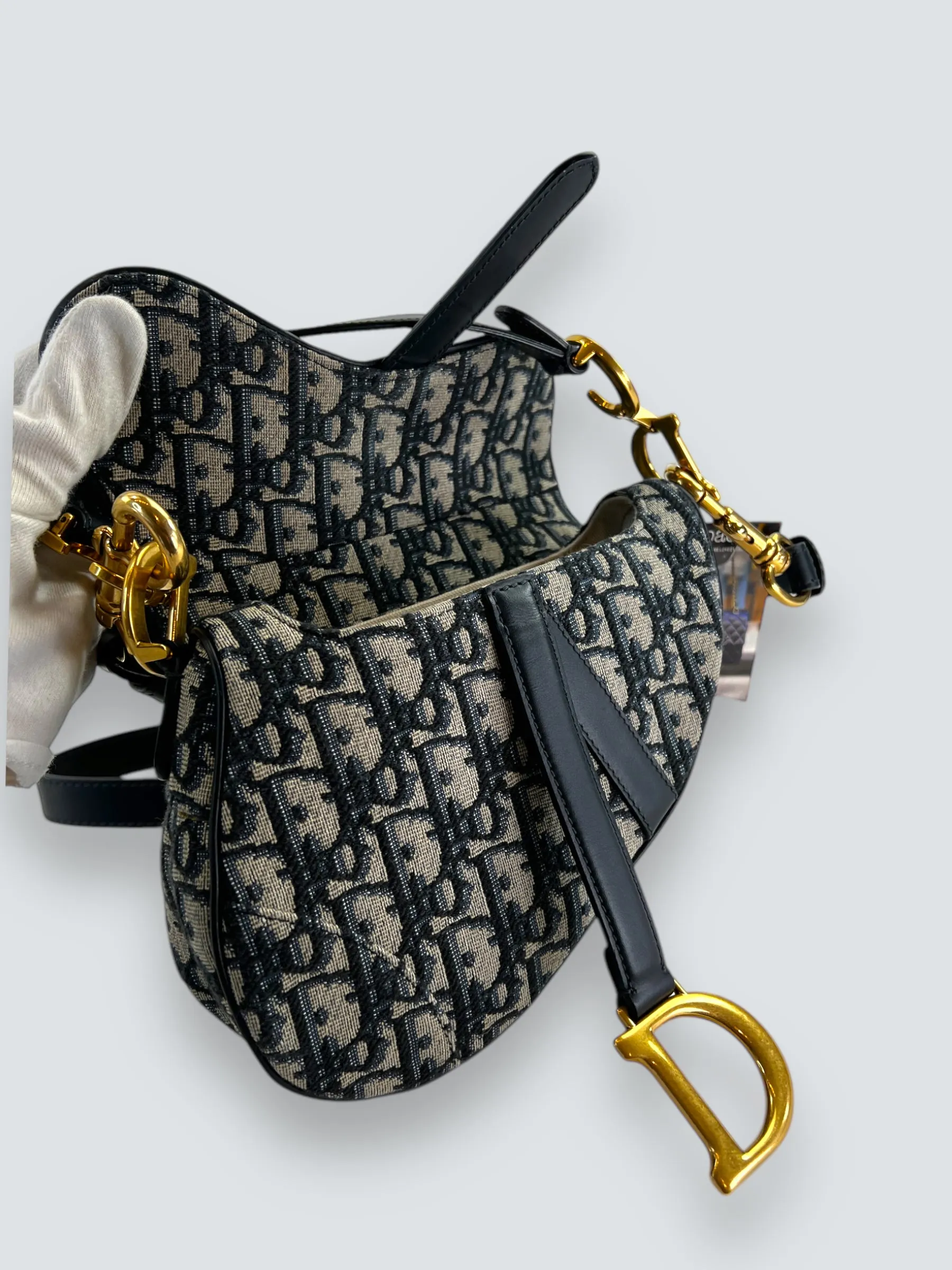 Christian Dior Monogram Canvas & Leather Small Saddle Bag