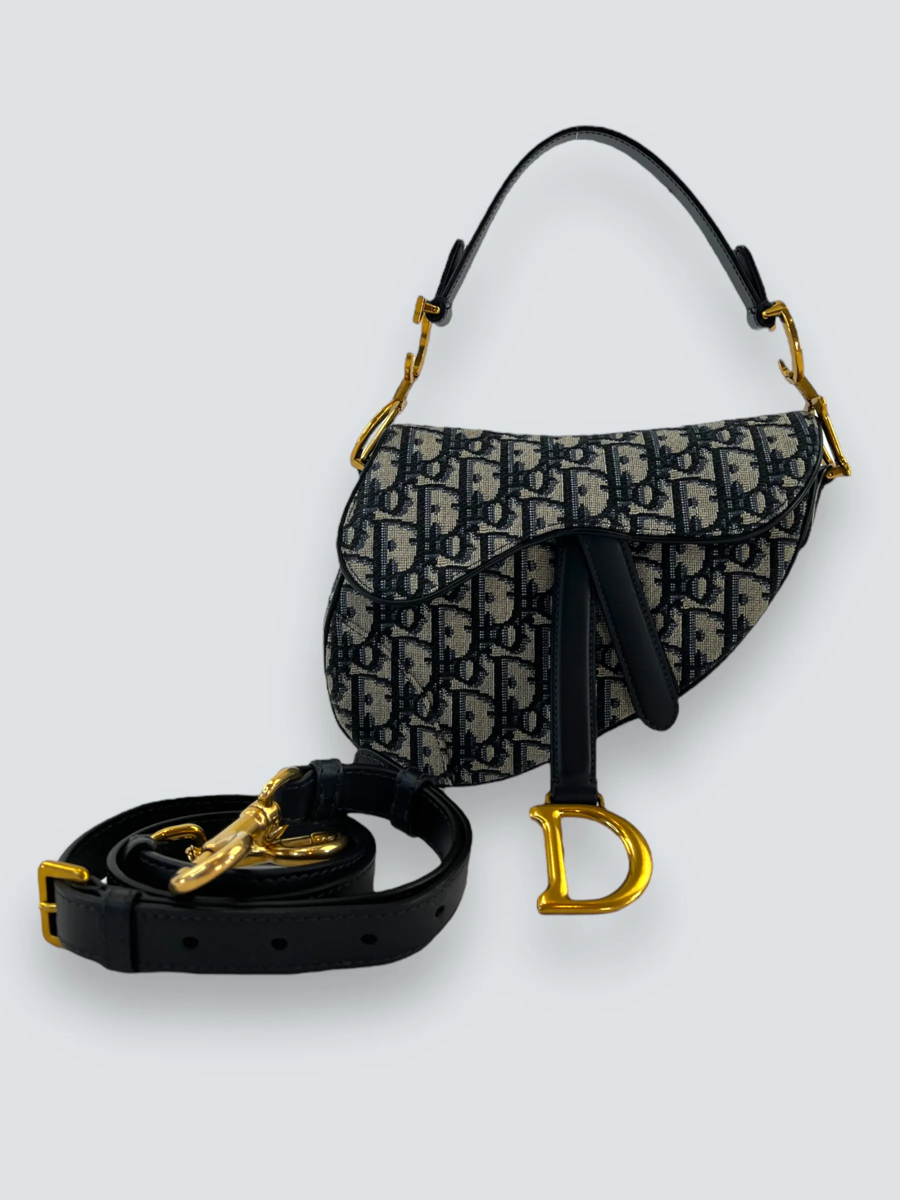 Christian Dior Monogram Canvas & Leather Small Saddle Bag