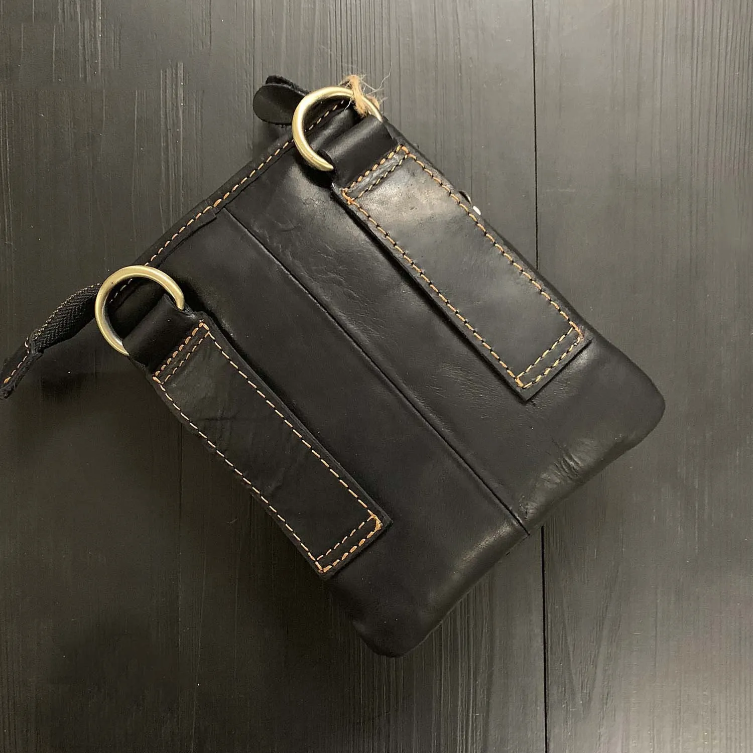 Cool Black Leather Men's Biker Belt Pouch Waist Belt Bag Black Small Biker Side Bag For Men