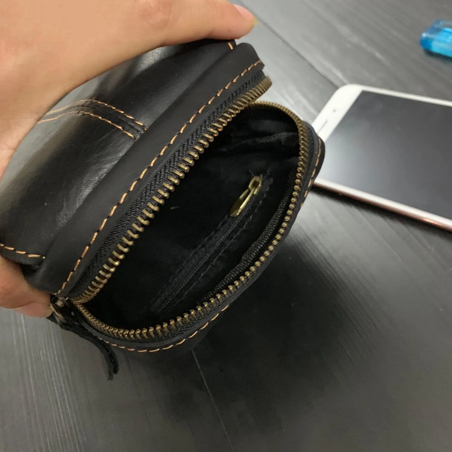 Cool Black Leather Men's Biker Belt Pouch Waist Belt Bag Small Biker Side Bag For Men