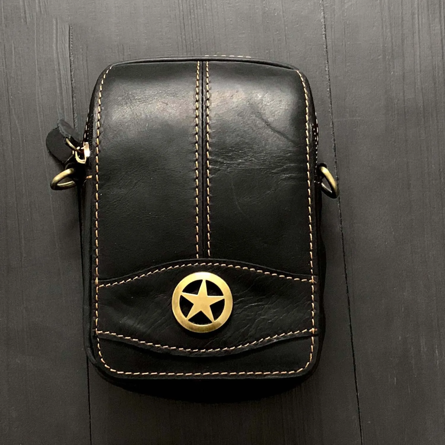 Cool Black Leather Men's Biker Belt Pouch Waist Belt Bag Small Biker Side Bag For Men
