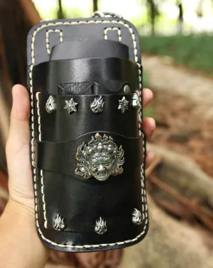 Cool Black Leather Mens Hairstylist Tool case Barber pouch Fanny Cases Waist Bag for Men
