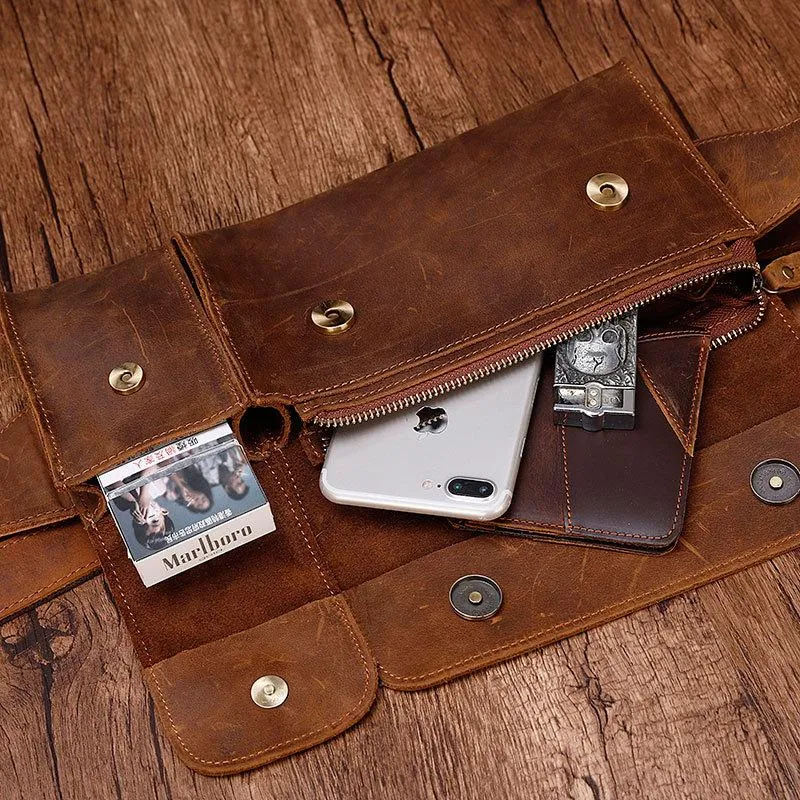 Cool Fashion LEATHER MEN'S Fanny Pack Waist Pack Belt Bag Belt Pack For Men