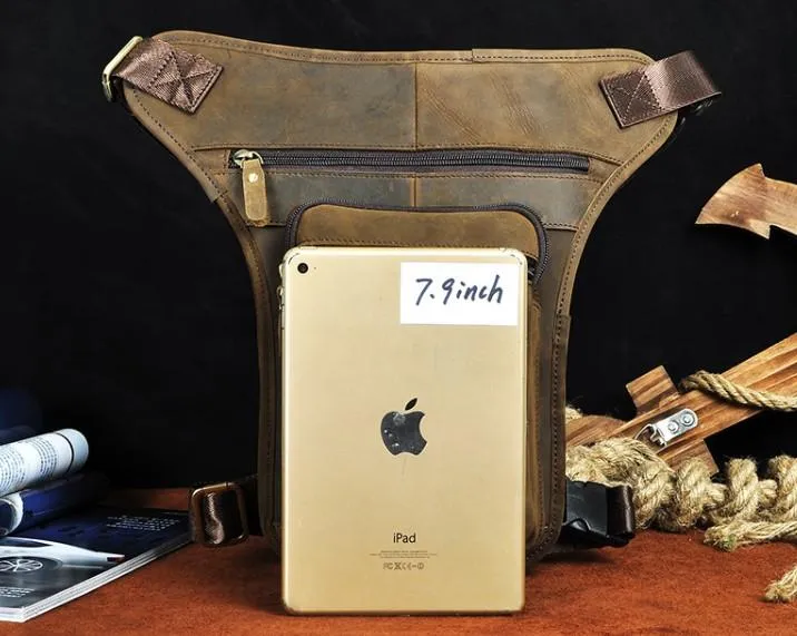 Cool Leather Drop Leg Bag Belt Pouch Mens Waist Bag Shoulder Bag for Men