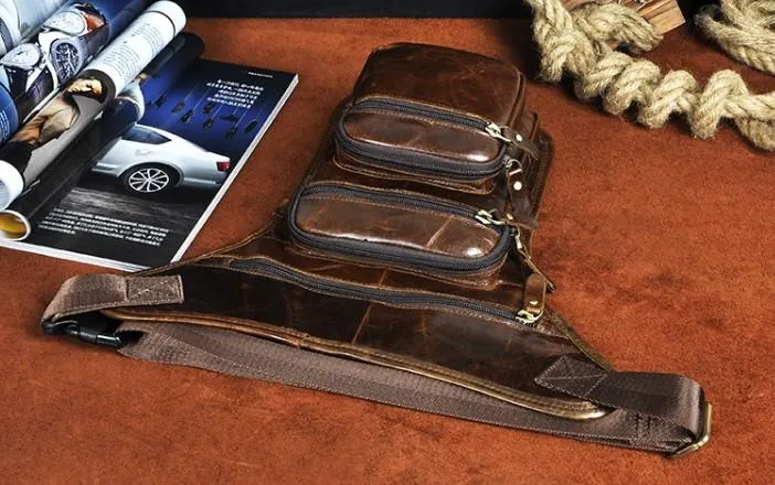 Cool Leather Drop Leg Bag Belt Pouch Mens Waist Bag Shoulder Bag for Men