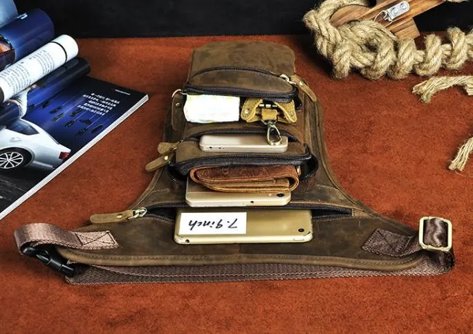 Cool Leather Drop Leg Bag Belt Pouch Mens Waist Bag Shoulder Bag for Men