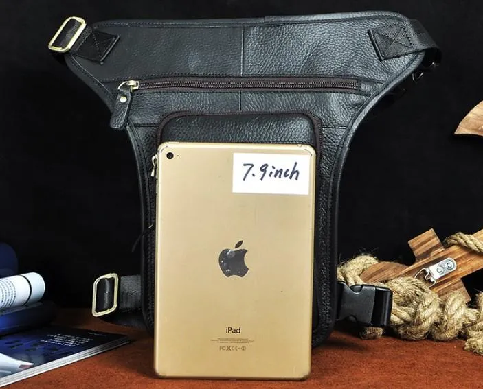 Cool Leather Drop Leg Bag Belt Pouch Mens Waist Bag Shoulder Bag for Men