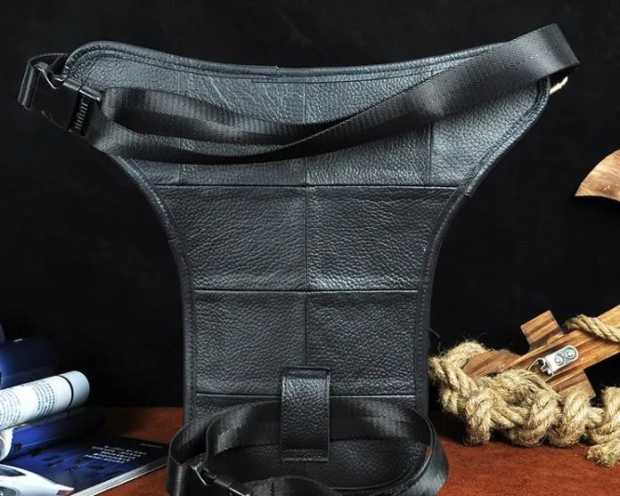 Cool Leather Drop Leg Bag Belt Pouch Mens Waist Bag Shoulder Bag for Men
