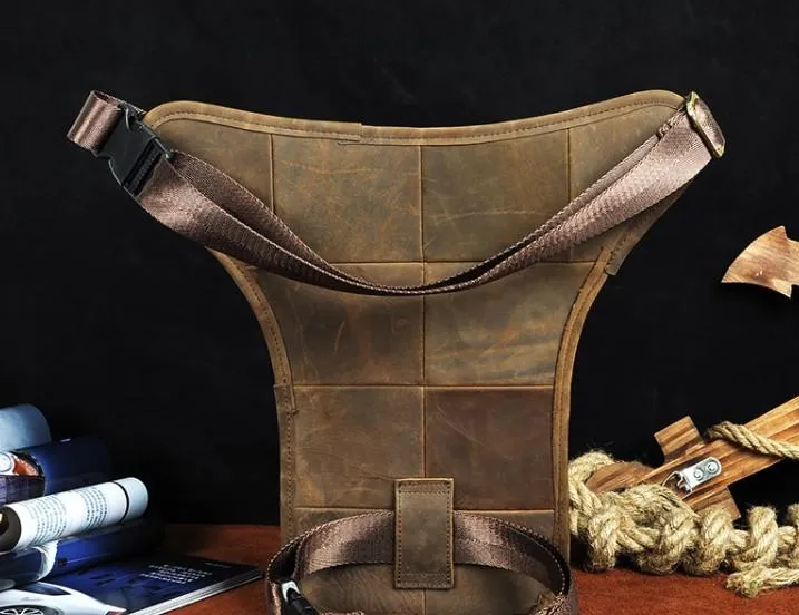 Cool Leather Drop Leg Bag Belt Pouch Mens Waist Bag Shoulder Bag for Men
