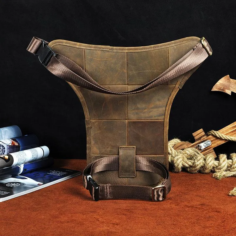 Cool Leather Drop Leg Bag Belt Pouch Mens Waist Bag Shoulder Bag for Men