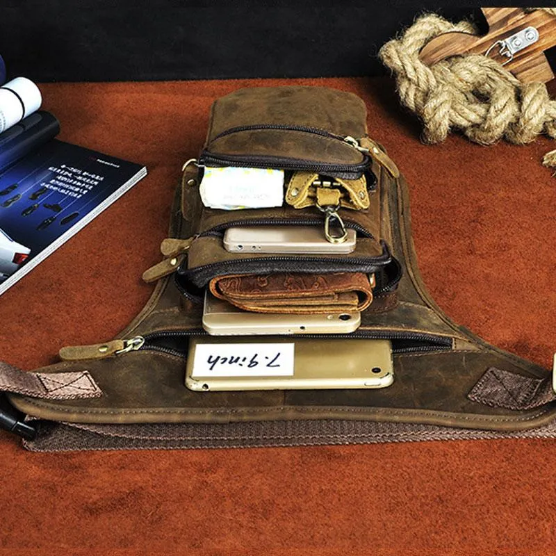 Cool Leather Drop Leg Bag Belt Pouch Mens Waist Bag Shoulder Bag for Men