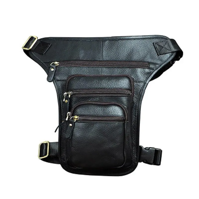 Cool Leather Drop Leg Bag Belt Pouch Mens Waist Bag Shoulder Bag for Men