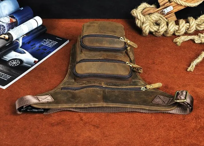 Cool Leather Drop Leg Bag Belt Pouch Mens Waist Bag Shoulder Bag for Men