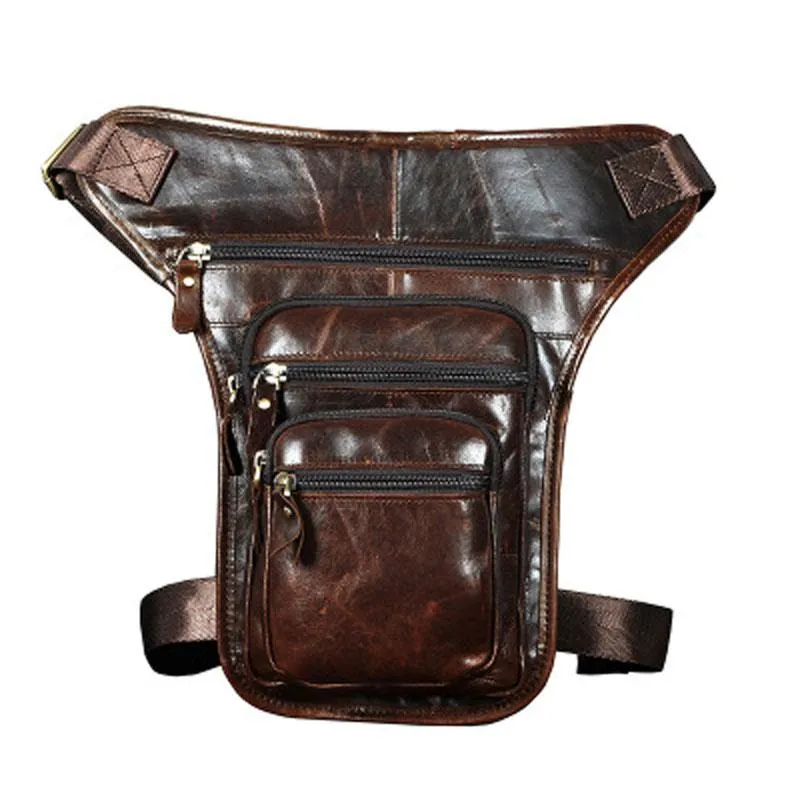 Cool Leather Drop Leg Bag Belt Pouch Mens Waist Bag Shoulder Bag for Men