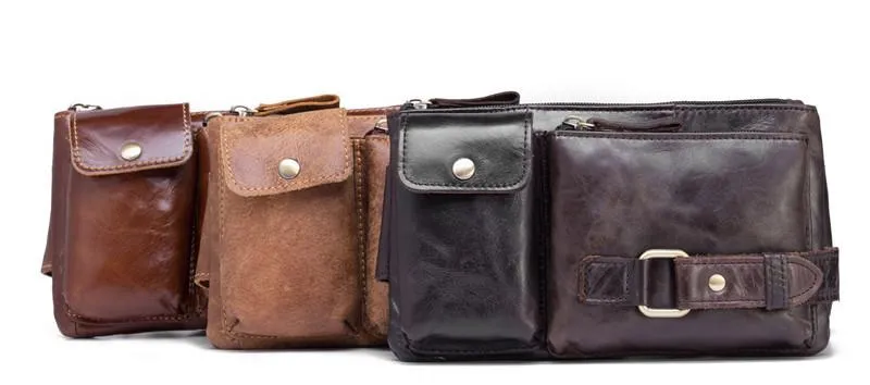 Cool LEATHER MENS BELT BAG FANNY BACK WAIST BAGs FANNY BAGS FOR MEN
