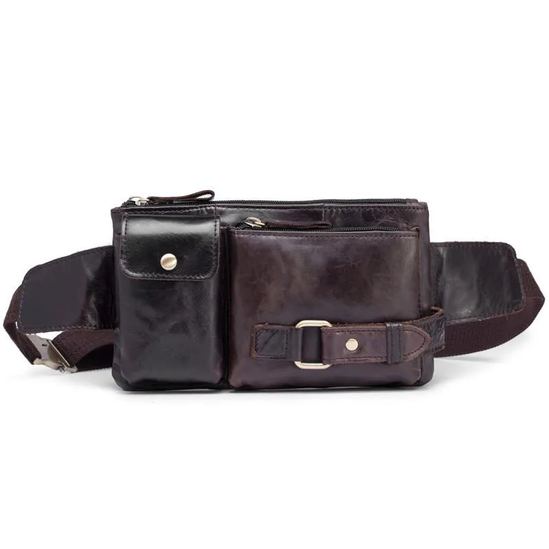 Cool LEATHER MENS BELT BAG FANNY BACK WAIST BAGs FANNY BAGS FOR MEN