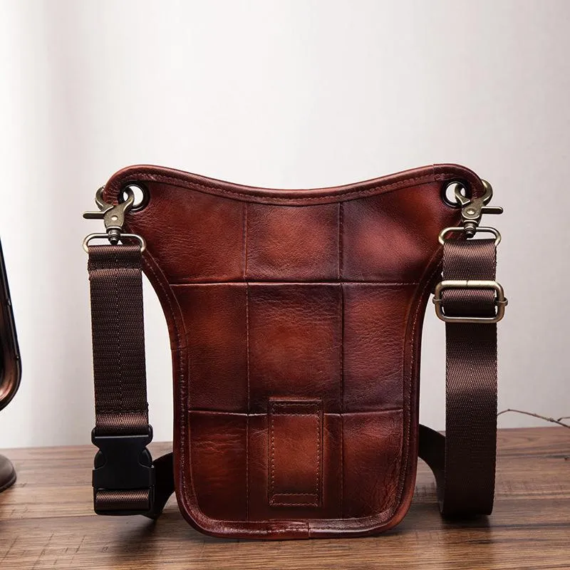 Cool Leather Men's Belt Pouch Waist Bag Small Side Bag Drop Leg Bag For Men