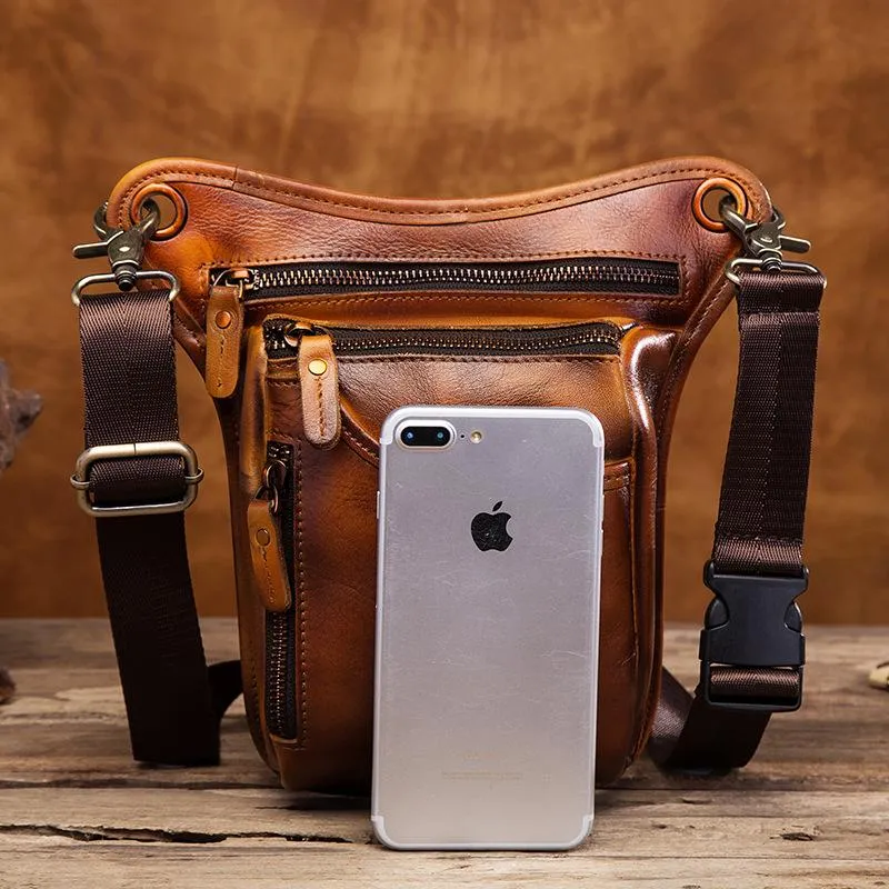 Cool Leather Men's Belt Pouch Waist Bag Small Side Bag Drop Leg Bag For Men