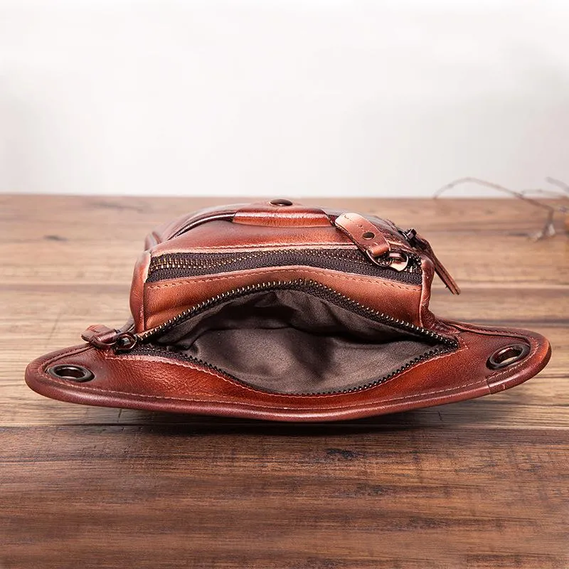 Cool Leather Men's Belt Pouch Waist Bag Small Side Bag Drop Leg Bag For Men