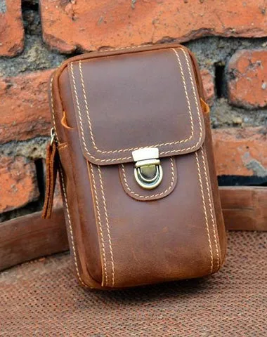 Cool Leather Men's Cell Phone Holster Belt Pouch Belt Bag Waist Bag For Men