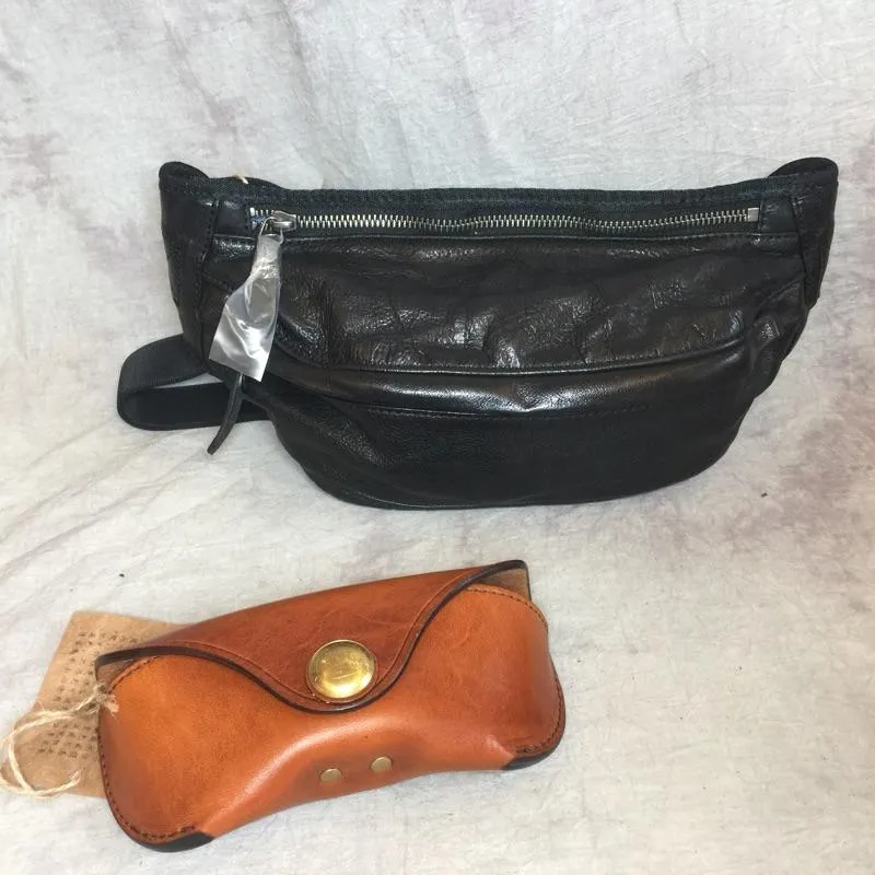 Cool Leather Mens FANNY PACK MENS WAIST BAG HIP PACK BELT BAG FOR MEN