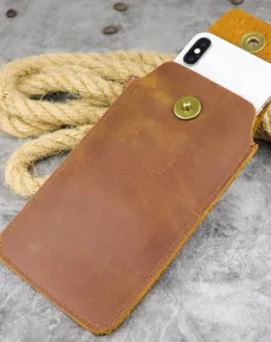 Cool Leather Men's Slim Cell Phone Holster Phone Holster Waist Belt Bag Belt Pouch For Men