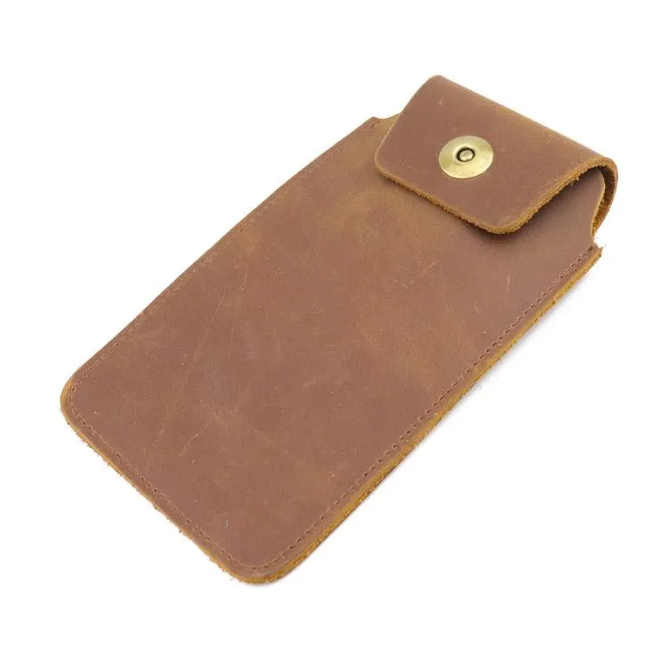 Cool Leather Men's Slim Cell Phone Holster Phone Holster Waist Belt Bag Belt Pouch For Men