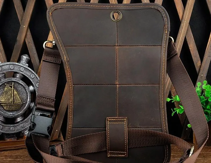 Cool Leather Utility Drop Leg Bag Belt Pouch Mens Waist Bag Shoulder Bag for Men