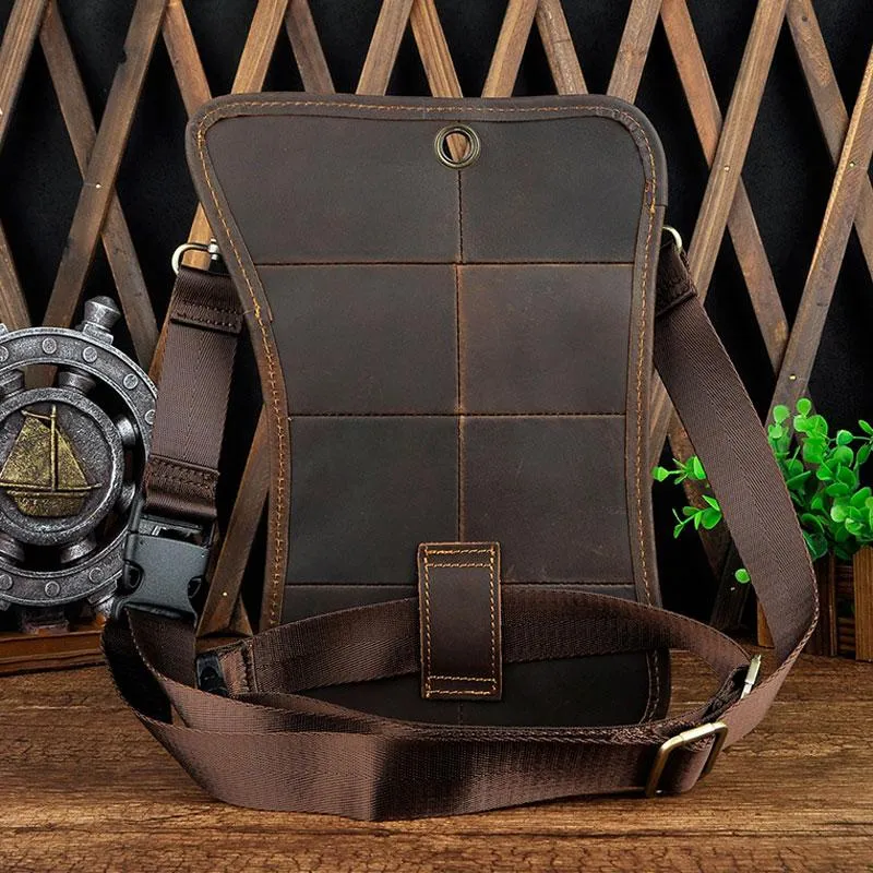 Cool Leather Utility Drop Leg Bag Belt Pouch Mens Waist Bag Shoulder Bag for Men