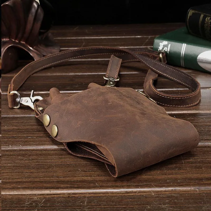 Cool Leather Waist Belt Pouch Mens Hairstylist Tool Barber Pouch Scissor Case for Men