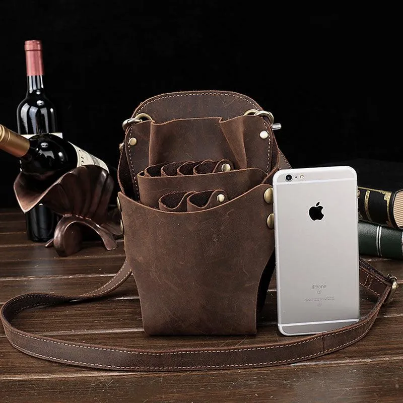 Cool Leather Waist Belt Pouch Mens Hairstylist Tool Barber Pouch Scissor Case for Men