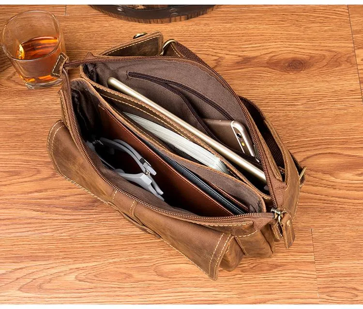 Cool Light Brown Leather Fanny Pack Mens Belt Bags Waist Bags Hip Pack Bumbag for Men