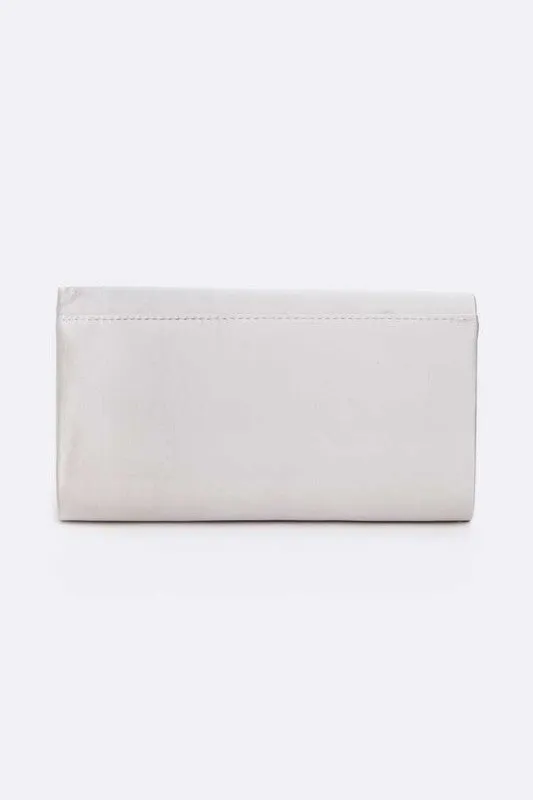 Crystal Satin Pleated Clutch Bag