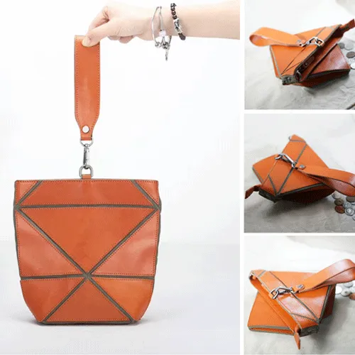 Cute Small Green Womens Leather Bucket Handbag Clutch Brown Leather Bucket Side Bag Shoulder Bag