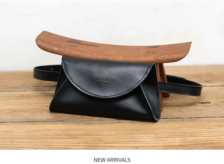 Cute Women Leather Fanny Pack Brown MIni Leather Sling Bag Small Waist BAG FOR WOMEN