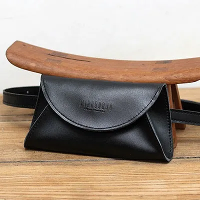 Cute Women Leather Fanny Pack Brown MIni Leather Sling Bag Small Waist BAG FOR WOMEN