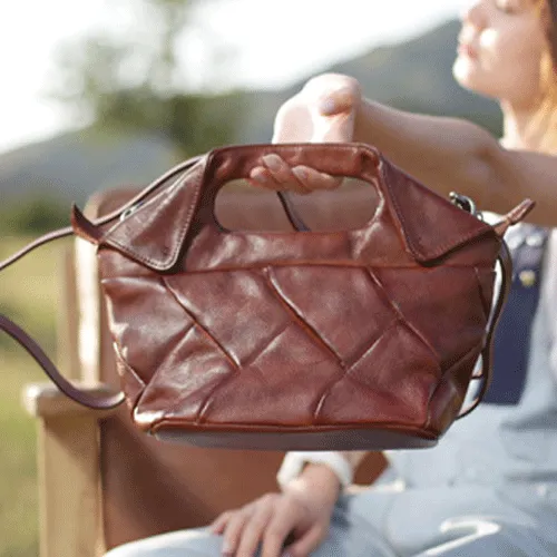 Cute Womens Brown Leather Bucket Handbag Woven Weaved Brown Leather Side Purse for Womens
