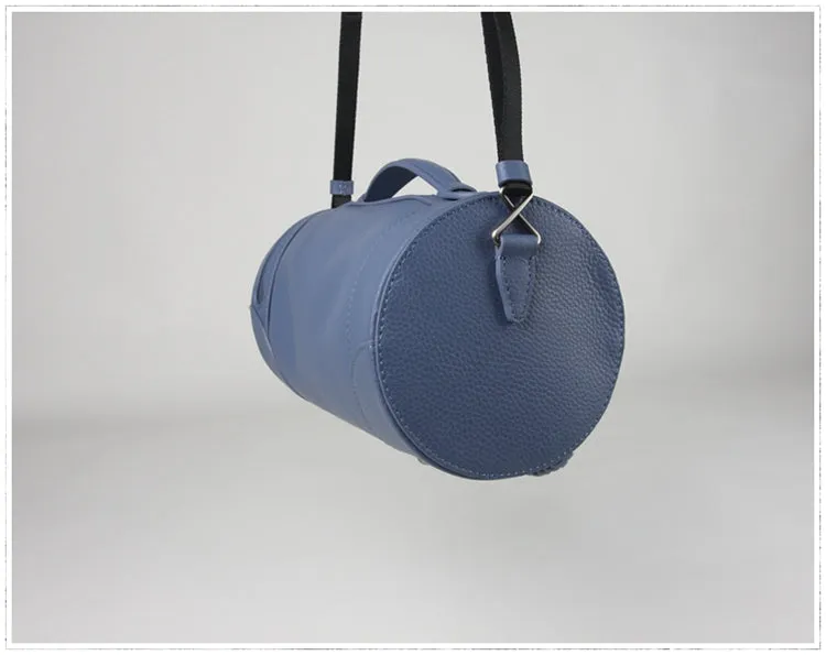 Cute Womens Dark Khaki Leather Bucket Shoulder Purse Barrel Crossbody Bag Purse for Ladies